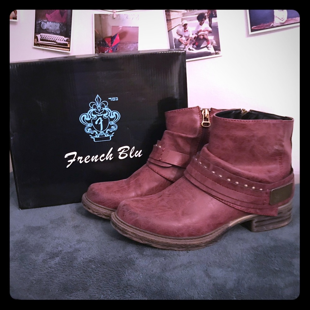 Maroon French blu ankle boots/booties